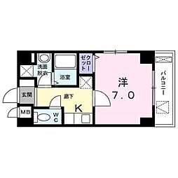 リオ・スペリオール 4階1Kの間取り