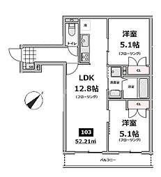 仮称）メゾン・ド・ソレイユ 1階2LDKの間取り