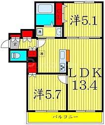 仮称）メゾン・ド・ソレイユ 3階2LDKの間取り