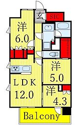 江戸川区松江2丁目マンション 3LDKの間取図画像