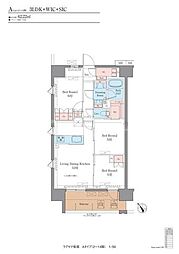 LUXENA船堀 6階3LDKの間取り