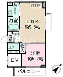 ヴィラスリーヴイ浦安 4階1LDKの間取り