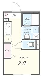 都営新宿線 瑞江駅 徒歩10分の賃貸アパート 3階ワンルームの間取り