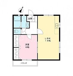 パルデンス土田 2階1LDKの間取り