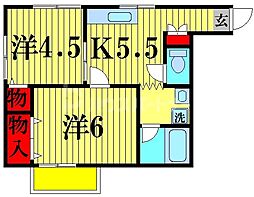 尾山ビル 3階2Kの間取り