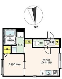 TERRAS Kasai 1階1LDKの間取り