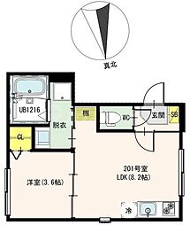 TERRAS Kasai 2階1LDKの間取り