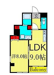 レジデンスオーク 1階1LDKの間取り