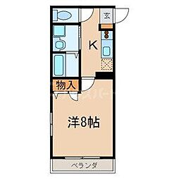 メゾンテラツ 2階1Kの間取り