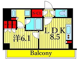 パークアクシス東陽町・親水公園 13階1LDKの間取り