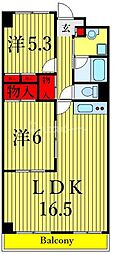 西葛西ハイツC棟 2LDKの間取図画像