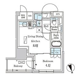 PARKAXIS浦安 1LDKの間取図画像