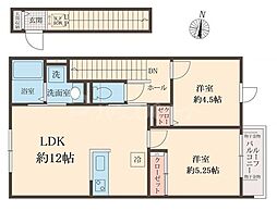 カーム カモミール 2LDKの間取図画像