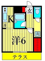 ピアフルール3 1Kの間取図画像