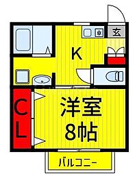 パークサイド2 1Kの間取図画像