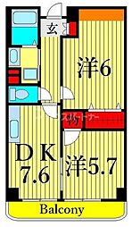 エスペランサ 2DKの間取図画像
