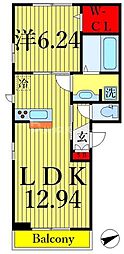 第3サニーハイツ 1LDKの間取図画像