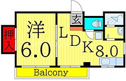 ハイネス成輪 1LDKの間取図画像