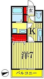 グランフィールド3 1Kの間取図画像
