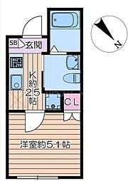 ロンリヴェール 1Kの間取図画像