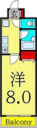 きららベガ 1Kの間取図画像