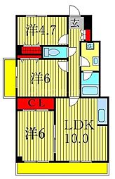 レピドール福田1 3LDKの間取図画像