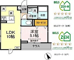 シャルマン 1LDKの間取図画像
