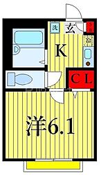アルシオンハイツ葛西 1Kの間取図画像