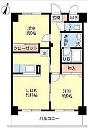 クレーテ3篠崎 2LDKの間取図画像