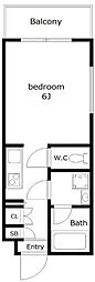 bluepalette浦安 1Kの間取図画像