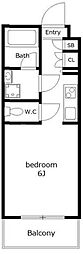 bluepalette浦安 1Kの間取図画像