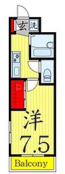 ヴィクトリアン 1Kの間取図画像