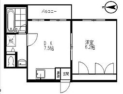 第2コーポファミーユ 1DKの間取図画像