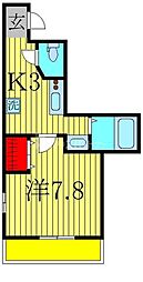 サンパティーク 1Kの間取図画像