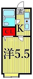 サニーコート北葛西B 1Kの間取図画像