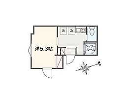 MELLAS船堀III 1Kの間取図画像