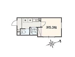 MELLAS船堀III 1Kの間取図画像