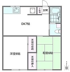 クレスト久我山 1階2DKの間取り