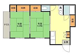 コーポ平和 1階2Kの間取り