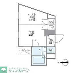 ビーワン 2階ワンルームの間取り