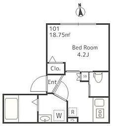 Ｋａｎｏａ　Ｍｉｎａｍｉｄａｉ 1階1Kの間取り