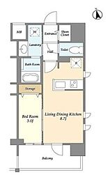 アプリーレ東中野 9階1LDKの間取り