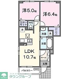 スカイ 1階2LDKの間取り