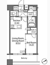 エミリブ練馬 14階1LDKの間取り