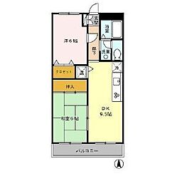 グレイスコート 3階2LDKの間取り