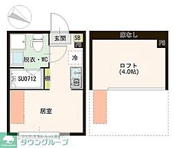 ハーモニーテラス白鷺II 1階ワンルームの間取り