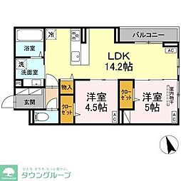 D-PRECIOUS武蔵野 301 3階2LDKの間取り