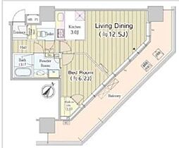 ユニゾンタワー 13階1LDKの間取り