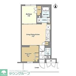 ラクラス中野南台 4階1SLDKの間取り