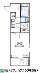 レオネクストアップルコート 1階1Kの間取り
